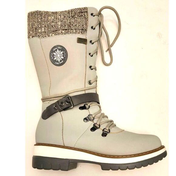 JcBaby Women's Grey Lace-up Calf-High Snow Boots 7.5 - Picture 9 of 10